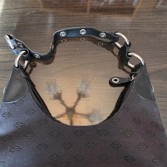 Harley-Davidson Women's Hobo Handbag in canvas with genuine leather trim - Picture 4 of 8